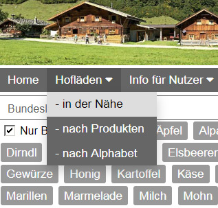 Screenshot: Umkreis-Suche