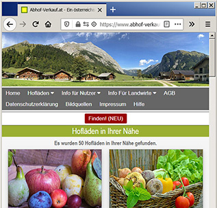 Screenshot: Umkreis-Suche